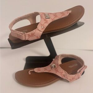 Michael Kors Bessie Girl Pink MK Logo Print Sandal size 4